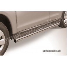 Пороги труба 76 мм серебристая для Mitsubishi ASX 2010-2013