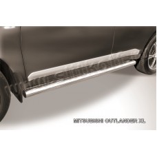 Пороги труба 57 мм серебристая для Mitsubishi Outlander XL 2010-2012