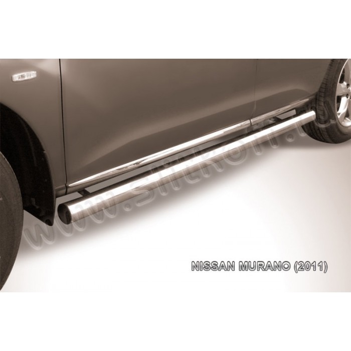 Пороги труба 76 мм серебристая для Nissan Murano 2010-2016 артикул NIM11005S
