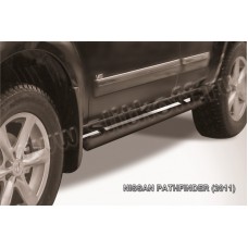 Пороги труба 76 мм чёрная для Nissan Pathfinder 2010-2014