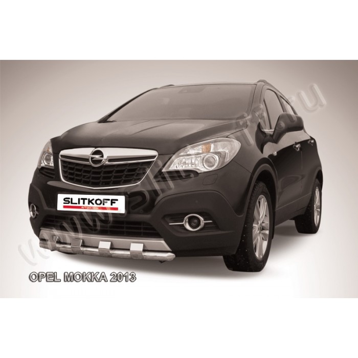 Защита переднего бампера 57 мм с декаративным элементом для Opel Mokka 2012-2019 артикул OPMOK13004
