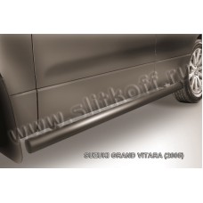 Пороги труба 76 мм чёрная для Suzuki Grand Vitara 2005-2007