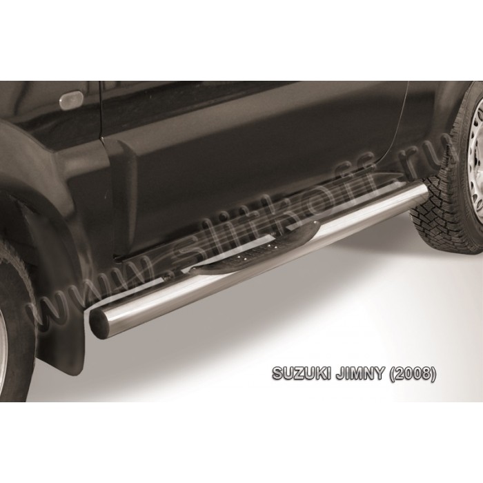 Пороги труба с накладками 76 мм для Suzuki Jimny 19988-2018 артикул SJ005