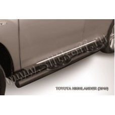 Пороги труба с накладками 76 мм чёрная для Toyota Highlander 2010-2014