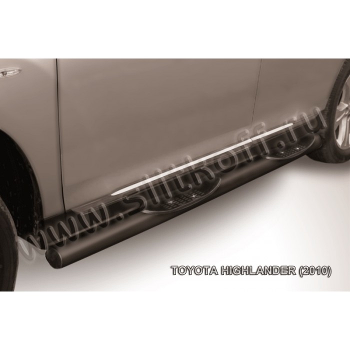 Пороги труба с накладками 76 мм чёрная для Toyota Highlander 2010-2014 артикул THI008B