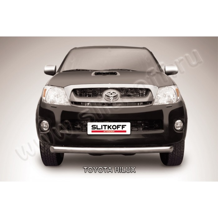 Защита переднего бампера 76 мм радиусная серебристая для Toyota Hilux 2011-2015 артикул THL11001S