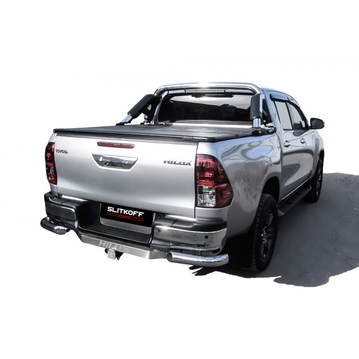 Защита задняя уголки 76 мм серебристые для Toyota Hilux 2020-2023 артикул THL20006S