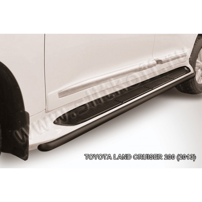 Защита штатных порогов 42 мм чёрная для Toyota Land Cruiser 200 2013-2015 артикул TLC213014B
