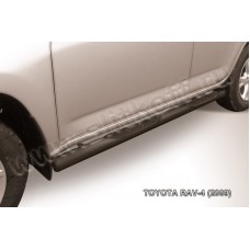 Пороги труба с накладками 76 мм чёрная для Toyota RAV4 2009-2010