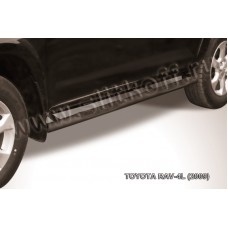 Пороги труба с накладками 76 мм чёрная для Toyota RAV4 Длинная база 2009-2013