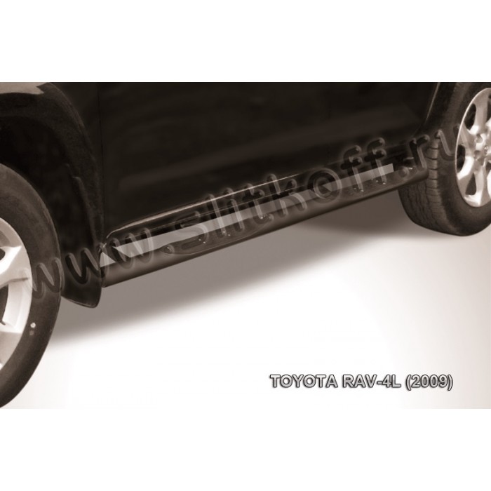 Пороги труба с накладками 76 мм чёрная для Toyota RAV4 Длинная база 2009-2013 артикул TR409L013B