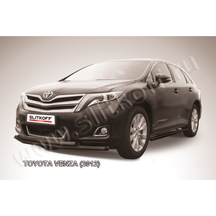 Защита передняя двойная 57-57 мм чёрная для Toyota Venza 2012-2017 артикул TVEN003B