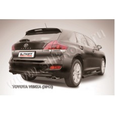 Защита заднего бампера двойная 57-57 мм радиусная чёрная для Toyota Venza 2012-2017