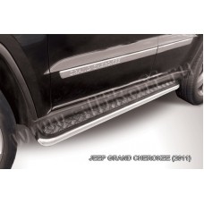 Пороги с площадкой алюминиевый лист 57 мм для Jeep Grand Cherokee 2010-2013