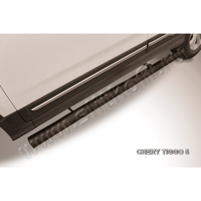 Пороги труба 76 мм чёрная для Chery Tiggo 5 2014-2020 артикул CT5006B