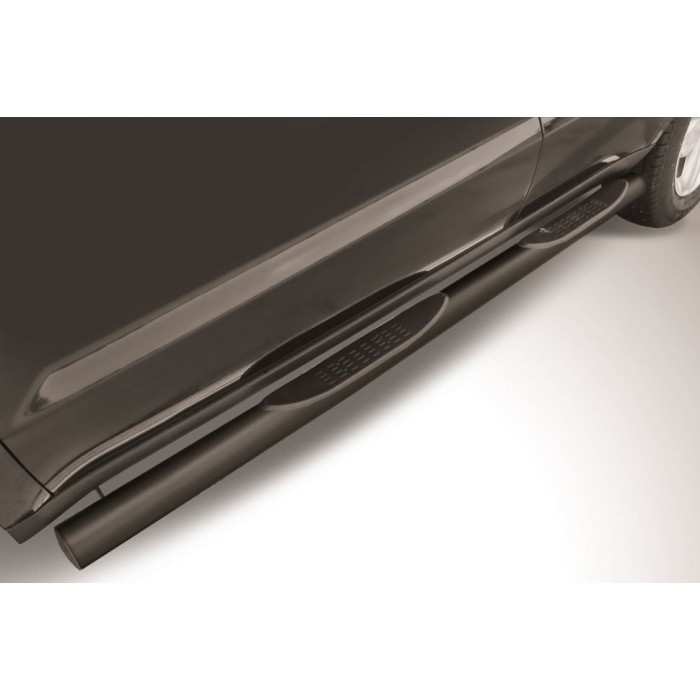 Пороги труба с накладками 76 мм чёрная для Geely Emgrand X7 2013-2016 артикул GEX708B