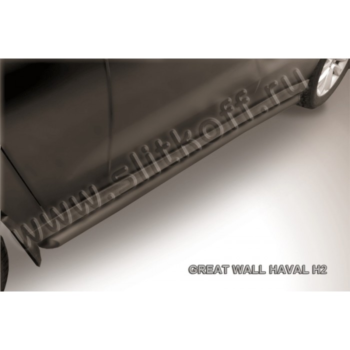 Пороги труба 57 мм c гибами чёрная для Haval H2 2014-2021 артикул HavH2004B