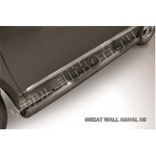 Пороги труба с накладками 76 мм со скосами чёрная для Haval H6 2014-2020