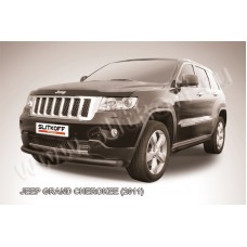 Защита переднего бампера 76 мм радиусная чёрная для Jeep Grand Cherokee 2010-2017