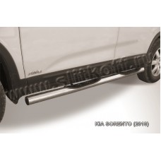 Пороги труба с накладками 76 мм для Kia Sorento 2009-2012