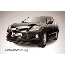 Защита переднего бампера 76 мм чёрная для Lexus LX-570 2012-2023