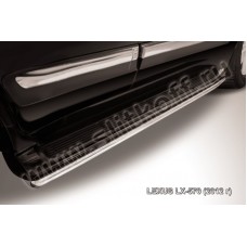 Защита штатных порогов 42 мм серебристая для Lexus LX-570 2012-2022