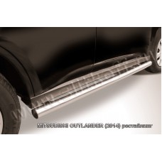Пороги труба 57 мм серебристая для Mitsubishi Outlander 2014-2015
