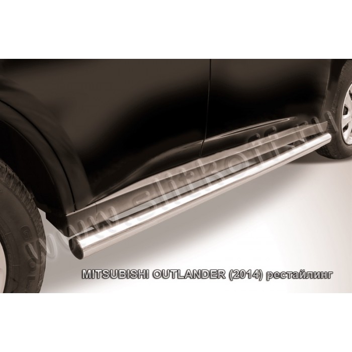 Пороги труба 57 мм серебристая для Mitsubishi Outlander 2014-2015 артикул MOUT14007S