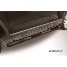 Пороги труба с накладками 76 мм чёрная для Mazda CX-9 2007-2012