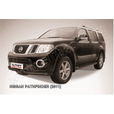 Защита переднего бампера 76 мм чёрная для Nissan Pathfinder 2010-2014