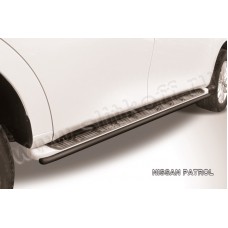 Защита штатных порогов 42 мм чёрная для Nissan Patrol 2010-2023