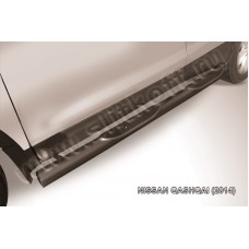 Пороги труба с накладками 76 мм чёрная для Nissan Qashqai 2014-2023
