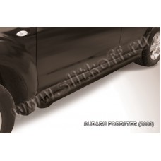 Пороги труба 76 мм чёрная для Subaru Forester 2008-2013