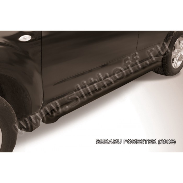 Пороги труба 76 мм чёрная для Subaru Forester 2008-2013 артикул SF015B