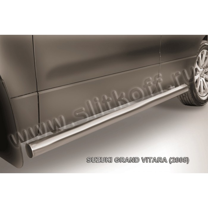 Пороги труба 76 мм серебристая для Suzuki Grand Vitara 2005-2007 артикул SGV05010S