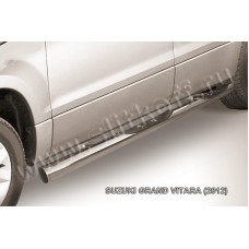 Пороги труба с накладками 76 мм для Suzuki Grand Vitara 2012-2015