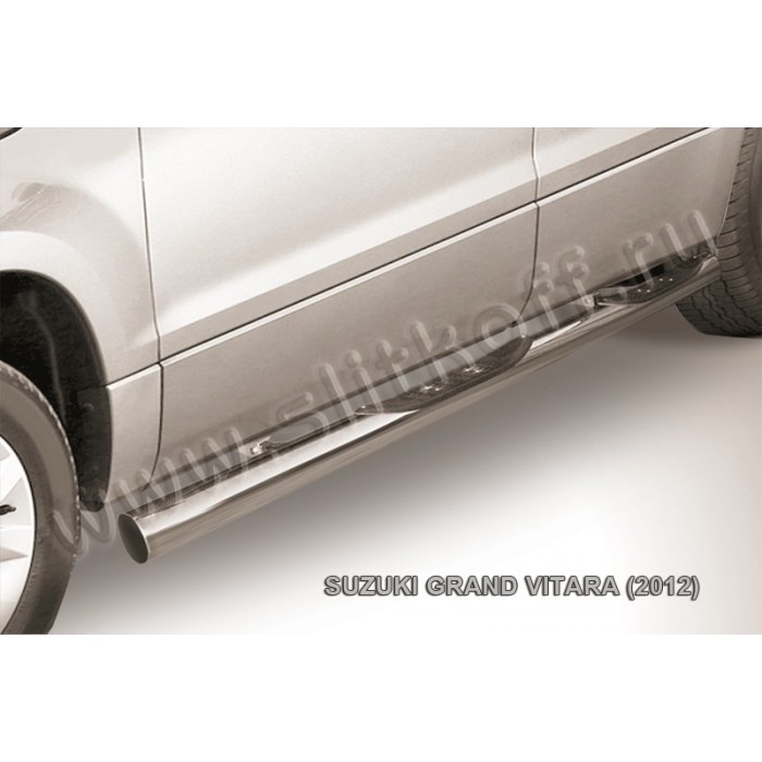 Пороги труба с накладками 76 мм для Suzuki Grand Vitara 2012-2015 артикул SGV12004