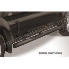 Пороги труба с накладками 76 мм чёрная для Suzuki Jimny 19988-2018