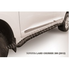 Пороги труба 76 мм с гибами чёрная для Toyota Land Cruiser 200 2012-2013