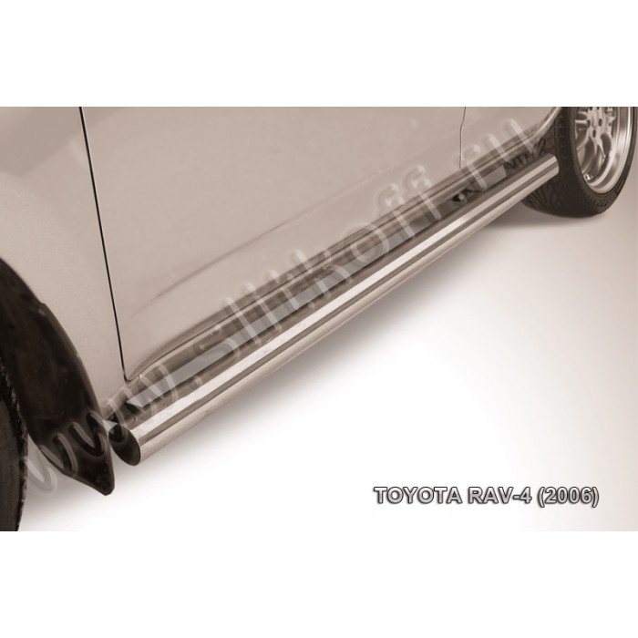 Пороги труба 76 мм серебристая для Toyota RAV4 2006-2009 артикул TR4008S