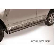 Пороги труба с накладками 76 мм чёрная для Toyota RAV4 2010-2013