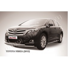 Защита передняя двойная 57-57 мм серебристая для Toyota Venza 2012-2017