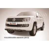 Защита передняя двойная 76-57 мм чёрная для Volkswagen Amarok 2010-2016