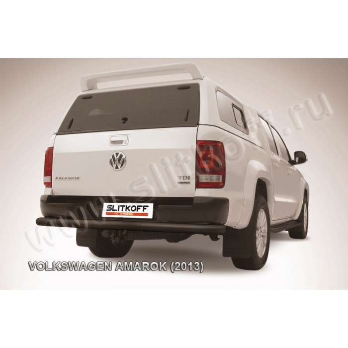 Защита заднего бампера 76 мм чёрная для Volkswagen Amarok 2010-2016 артикул VWAM13011B
