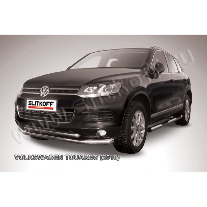 Защита передняя двойная 76-57 мм для Volkswagen Touareg 2010-2014 артикул VWTR002