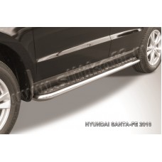 Пороги с площадкой алюминиевый лист 57 мм для Hyundai Santa Fe 2010-2012