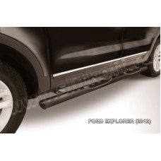 Пороги труба с накладками 76 мм чёрная для Ford Explorer 2011-2015
