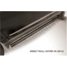 Пороги труба 76 мм чёрная для Great Wall Hover H3 New 2014-2015