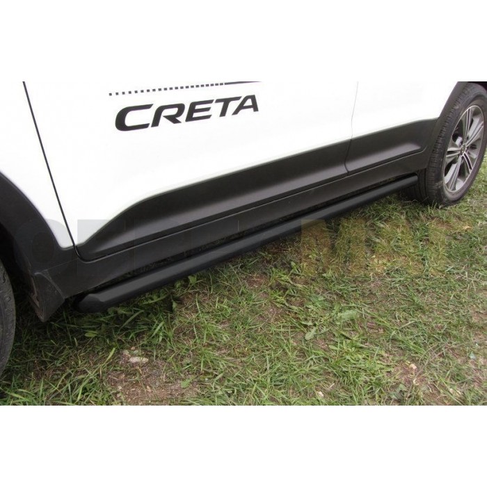 Пороги труба 57 мм чёрная для Hyundai Creta 2016-2023 артикул HCRET4WD008B