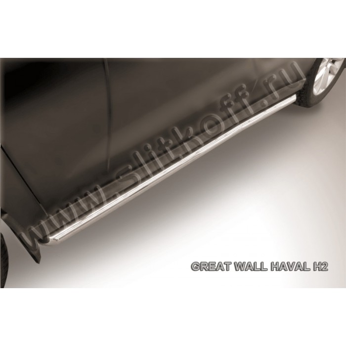 Пороги труба 57 мм c гибами серебристая для Haval H2 2014-2021 артикул HavH2004S
